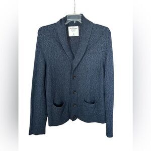Abercrombie & Fitch Heather Blue Knit Fisherman Sweater Cardigan Pocket XL